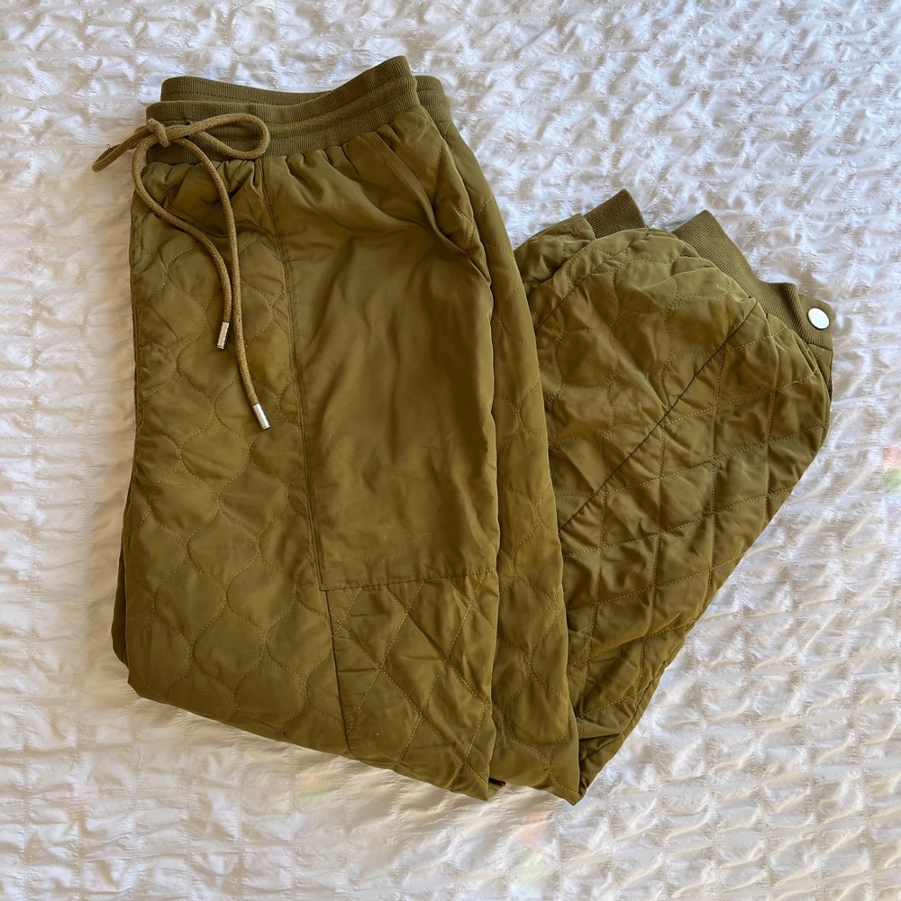 Olive Quilted Jogger Pants